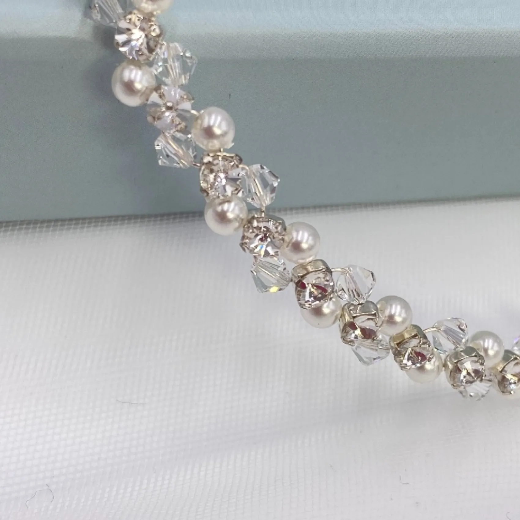 Arianna Bridesmaid Gifts | Bride Gifts*Hayworth Woven Pearl and Crystal Wedding Bracelet ARW092