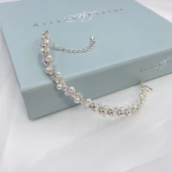 Arianna Bridesmaid Gifts | Bride Gifts*Hayworth Woven Pearl and Crystal Wedding Bracelet ARW092