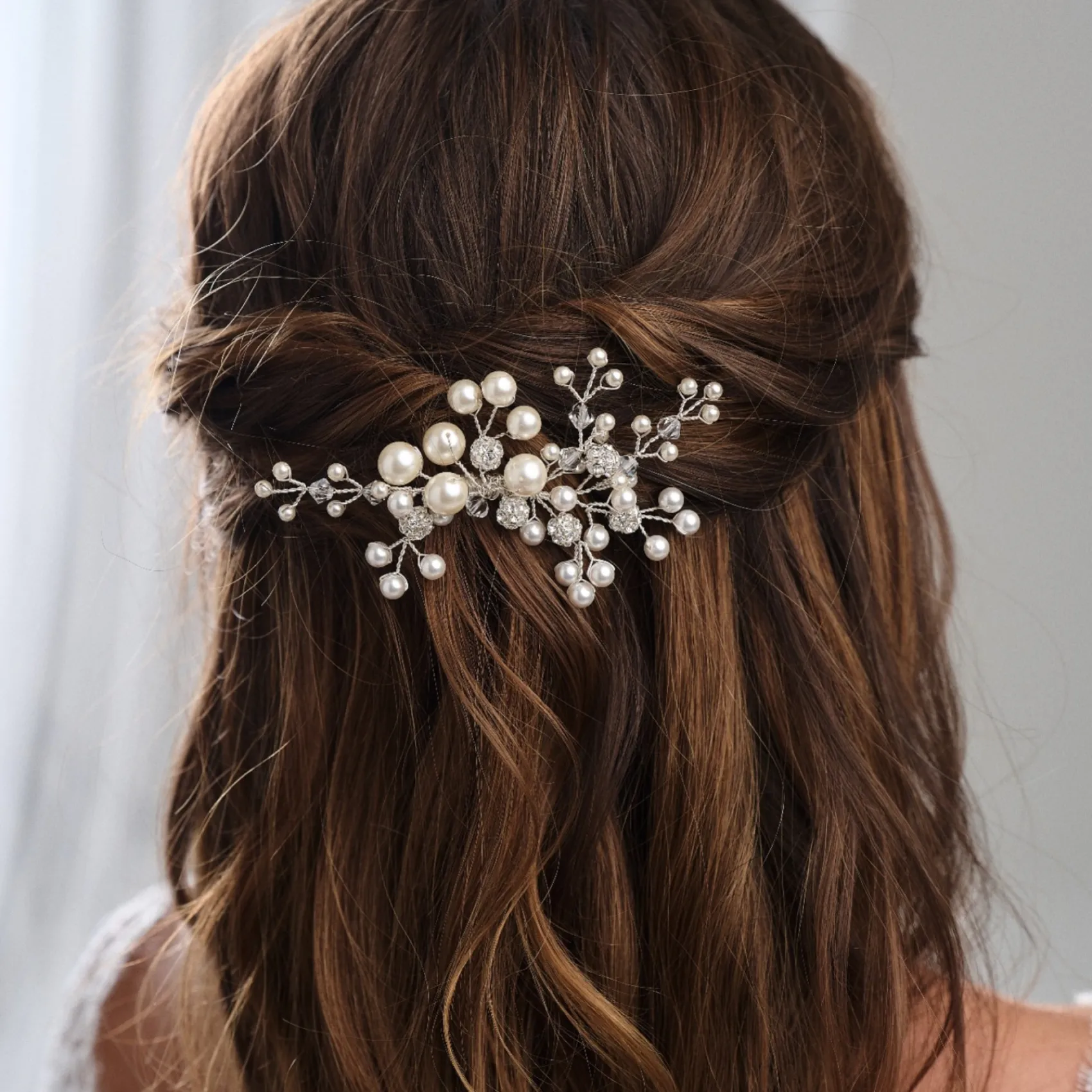 Arianna Pearl Hair Accessories | Silver Hair Accessories*Mira Pearl and Crystal Hair Comb AR614