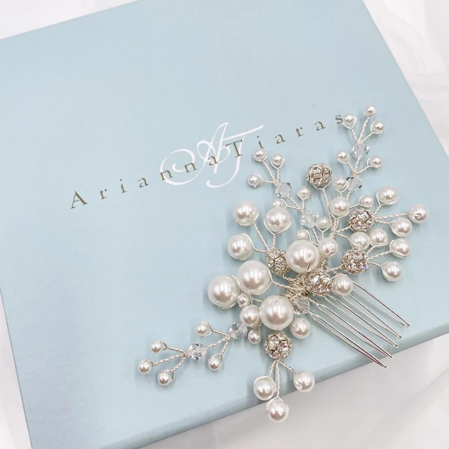 Arianna Pearl Hair Accessories | Silver Hair Accessories*Mira Pearl and Crystal Hair Comb AR614