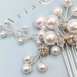 Arianna Pearl Hair Accessories | Silver Hair Accessories*Mira Pearl and Crystal Hair Comb AR614