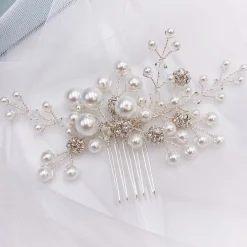 Arianna Pearl Hair Accessories | Silver Hair Accessories*Mira Pearl and Crystal Hair Comb AR614