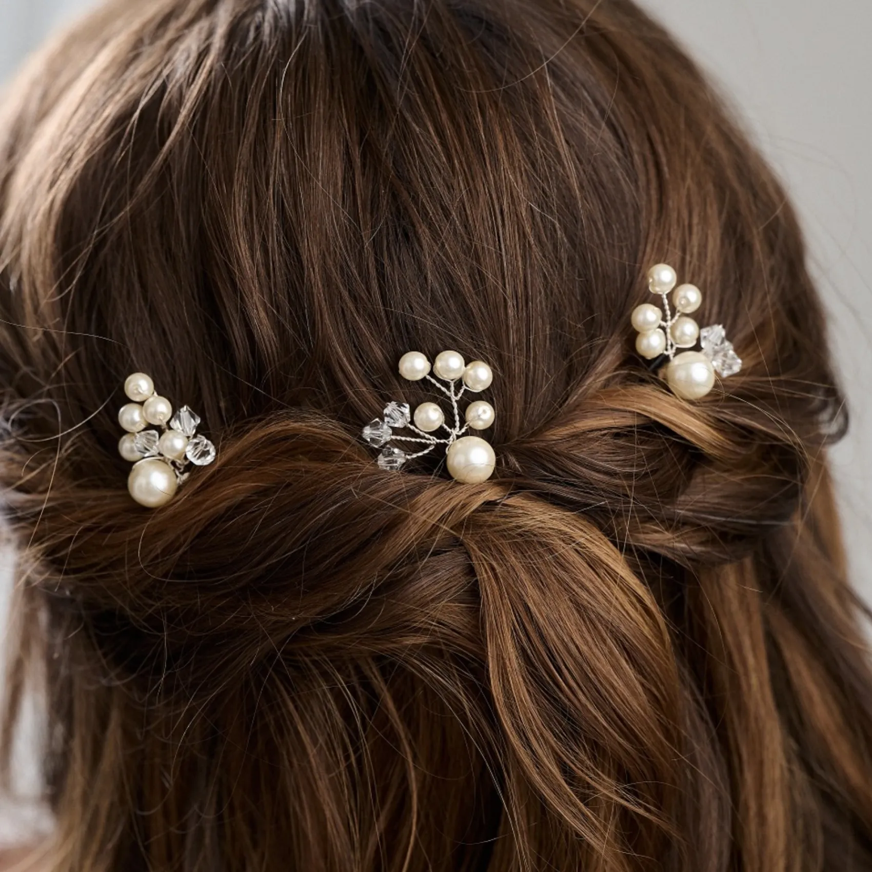 Arianna Bridesmaid Gifts | Pearl Hair Accessories*Mira Set of 3 Pearl, Crystal and Diamante Hair Pins ARP614