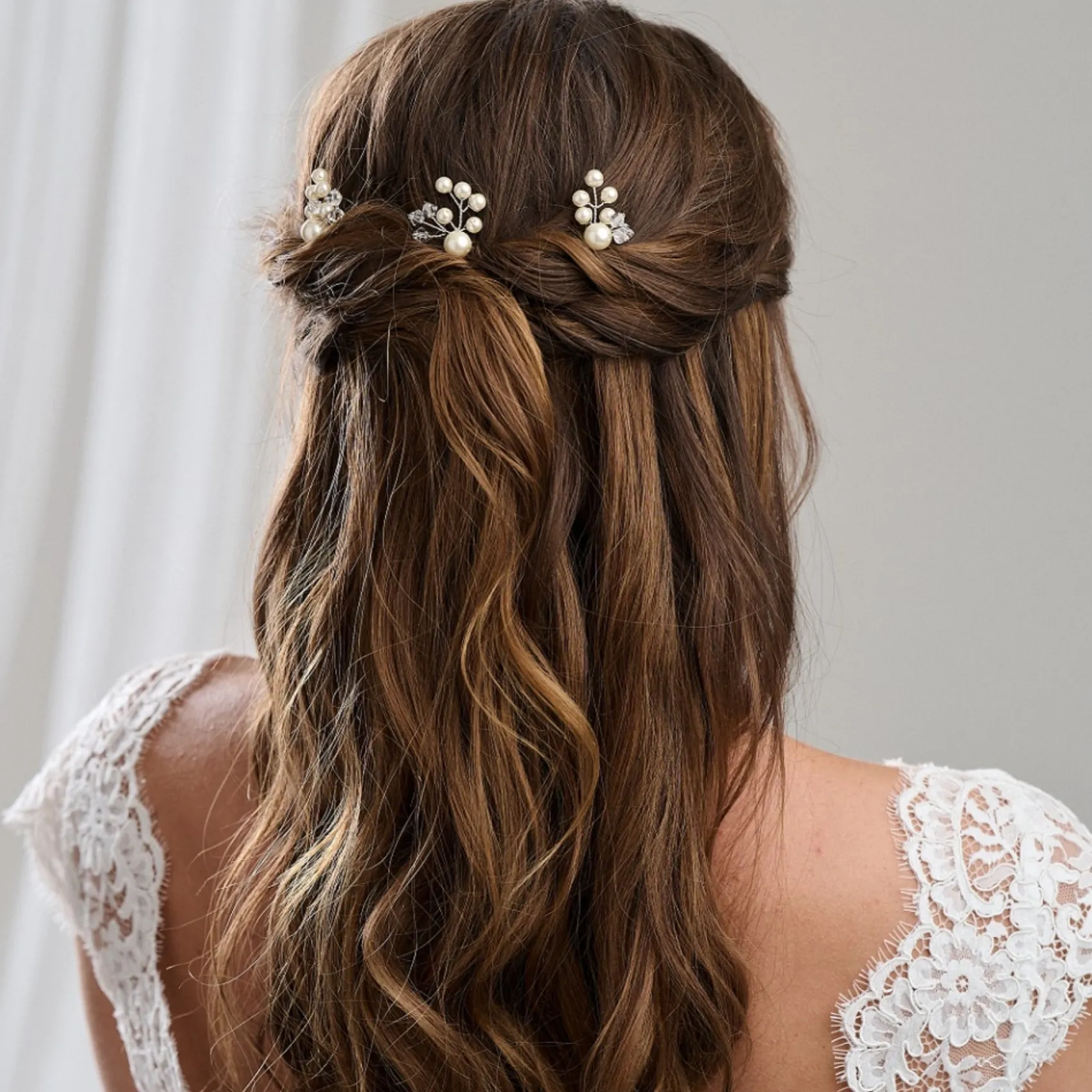 Arianna Bridesmaid Gifts | Pearl Hair Accessories*Mira Set of 3 Pearl, Crystal and Diamante Hair Pins ARP614