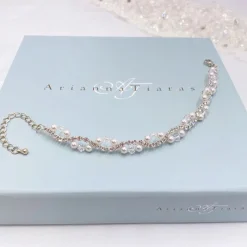 Arianna Bridesmaid Gifts | Bride Gifts*Pearl and Diamante Wedding Bracelet ARW093