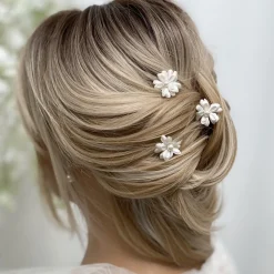 Arianna Flower Girl Gifts | Bridesmaid Gifts*Set of 3 Double Flower Hair Pins ARP604