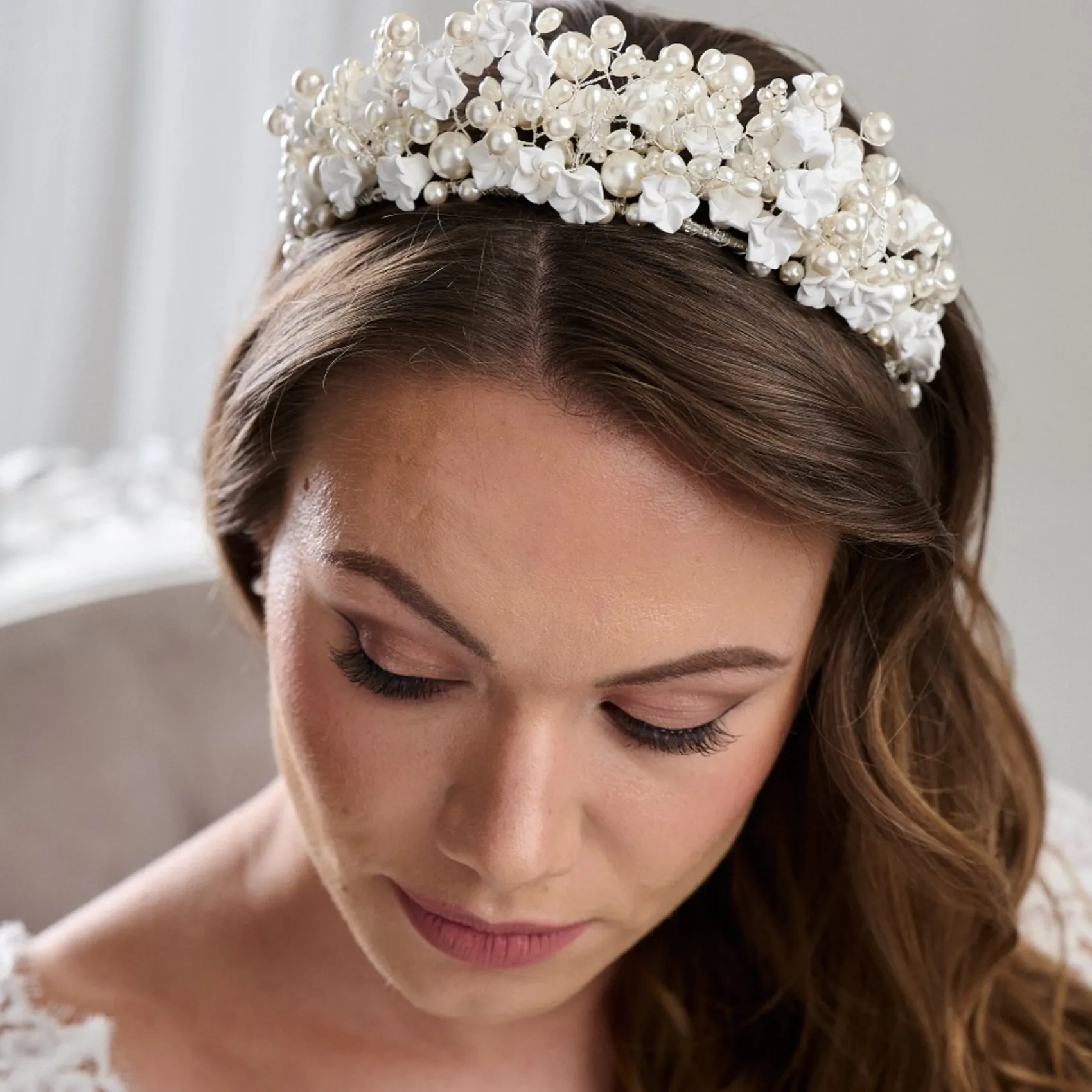 Arianna Pearl Hair Accessories | Silver Hair Accessories*Statement Pearl and Flower Crown AR717