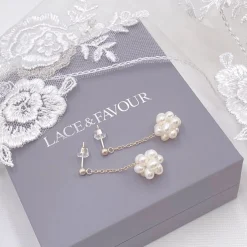 Lace & Favour Mother Of The Groom Gifts | Mother Of The Bride Gifts*Arieta Freshwater Pearl Cluster Chain Drop Earrings Ivory/ Silver