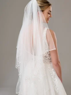Twilight Designs Two Tier Veils | Fingertip Veils*Arlington Two Tier Bead and Sequin Edge Bridal Veil