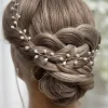 Lace & Favour Pearl Hair Accessories | Silver Hair Accessories*Aruba Long Delicate Pearl Wedding Hair Vine (Silver) Ivory/ Silver
