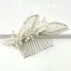 Beads & Beyond Vintage Headpieces | Crystal Hair Accessories*Astoria Vintage Inspired Beaded Leaves Asymmetric Comb Ivory/ Silver