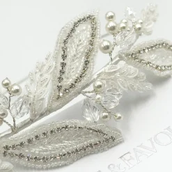 Beads & Beyond Vintage Headpieces | Crystal Hair Accessories*Astoria Vintage Inspired Beaded Leaves Side Headband Ivory/ Silver