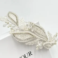 Beads & Beyond Vintage Headpieces | Crystal Hair Accessories*Astoria Vintage Inspired Beaded Leaves Side Headband Ivory/ Silver