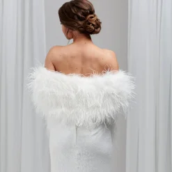 Beverly Hills Feather Stoles & Shrugs*Audrey Long Ostrich Feather Bridal Stole Ivory