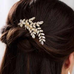 Lace & Favour Prom Hair Clips & Combs | Crystal Hair Accessories*Aurora Crystal Spray Wedding Hair Comb Gold