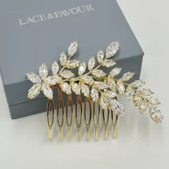 Lace & Favour Prom Hair Clips & Combs | Crystal Hair Accessories*Aurora Crystal Spray Wedding Hair Comb Gold