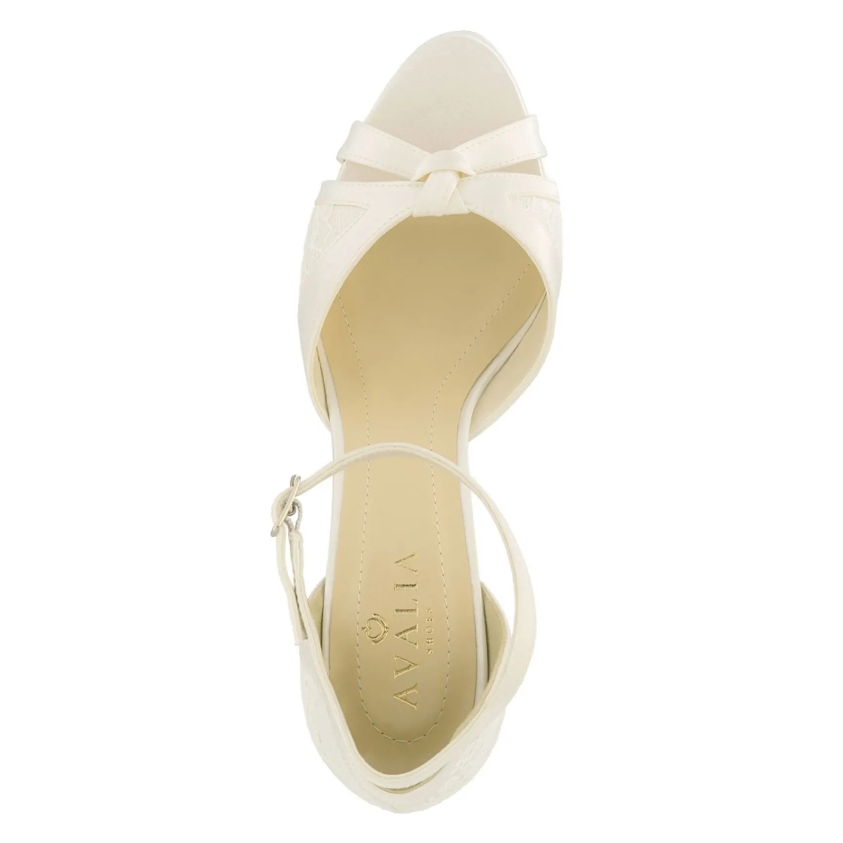 Avalia Shoes Wedding Shoes | High Heel*Avalia Alba Satin and Lace Peep Toe Platform Sandals Ivory