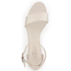 Avalia Shoes Bridesmaid Shoes | Wedding Shoes*Avalia Carrie Satin Wide Ankle Strap Block Heel Sandals Ivory