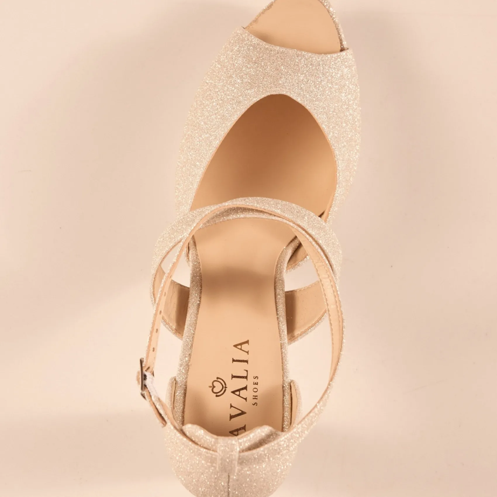 Avalia Shoes Sparkly Prom Shoes | Gold Prom Shoes*Avalia Cindy Glitter Cross Strap Block Heel Platform Sandals Gold