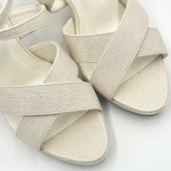 Avalia Shoes Gold Prom Shoes | Prom Sandals*Avalia Dilmar Champagne Shimmer Strappy Block Heel Platform Sandals Champagne Gold