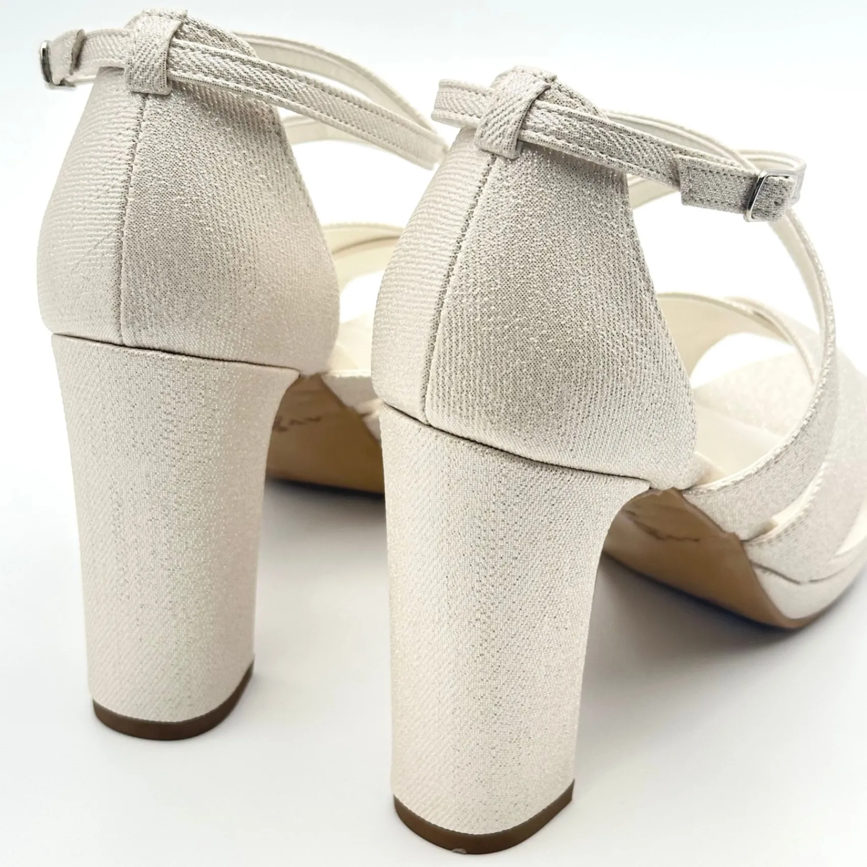 Avalia Shoes Gold Prom Shoes | Prom Sandals*Avalia Dilmar Champagne Shimmer Strappy Block Heel Platform Sandals Champagne Gold
