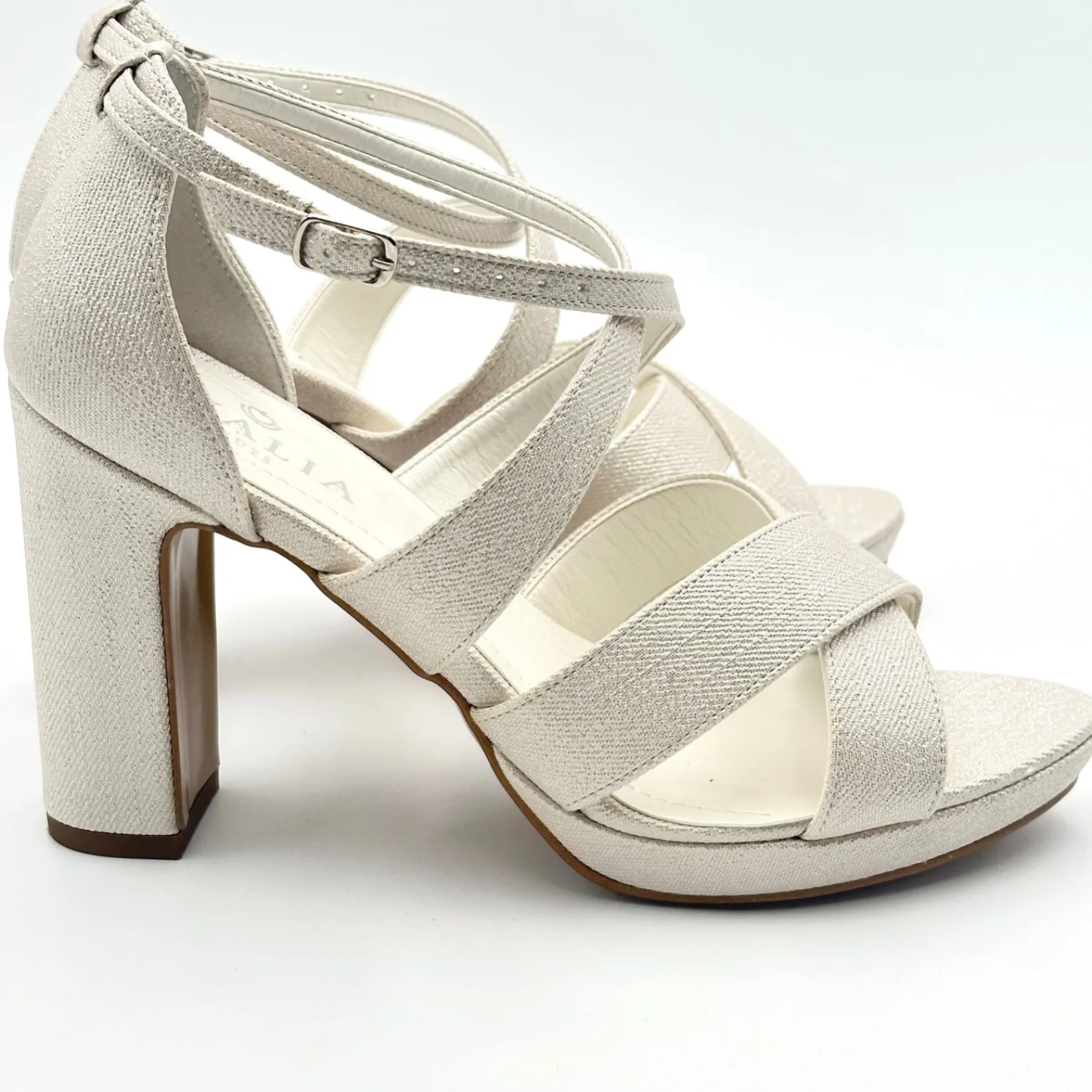 Avalia Shoes Gold Prom Shoes | Prom Sandals*Avalia Dilmar Champagne Shimmer Strappy Block Heel Platform Sandals Champagne Gold