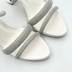 Avalia Shoes Sparkly Prom Shoes | White Prom Shoes*Avalia Flavia Satin Strappy Diamante Platform Sandals Ivory