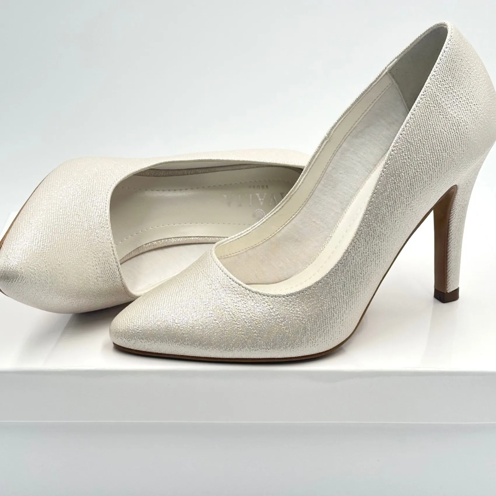Avalia Shoes Sparkly Prom Shoes | Gold Prom Shoes*Avalia Goldy Champagne Shimmer High Heel Court Shoes Champagne Gold