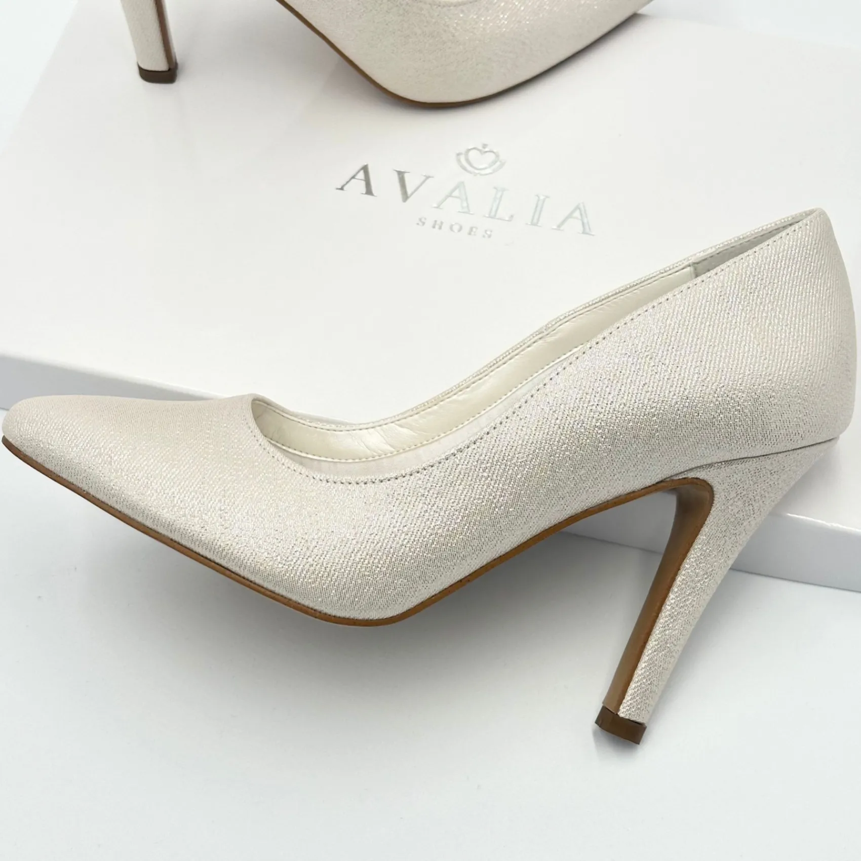 Avalia Shoes Sparkly Prom Shoes | Gold Prom Shoes*Avalia Goldy Champagne Shimmer High Heel Court Shoes Champagne Gold