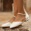 Avalia Shoes Wedding Shoes | Flat Wedding Shoes*Avalia Sissi Satin Flat Wedding Shoes with Ankle Strap Ivory