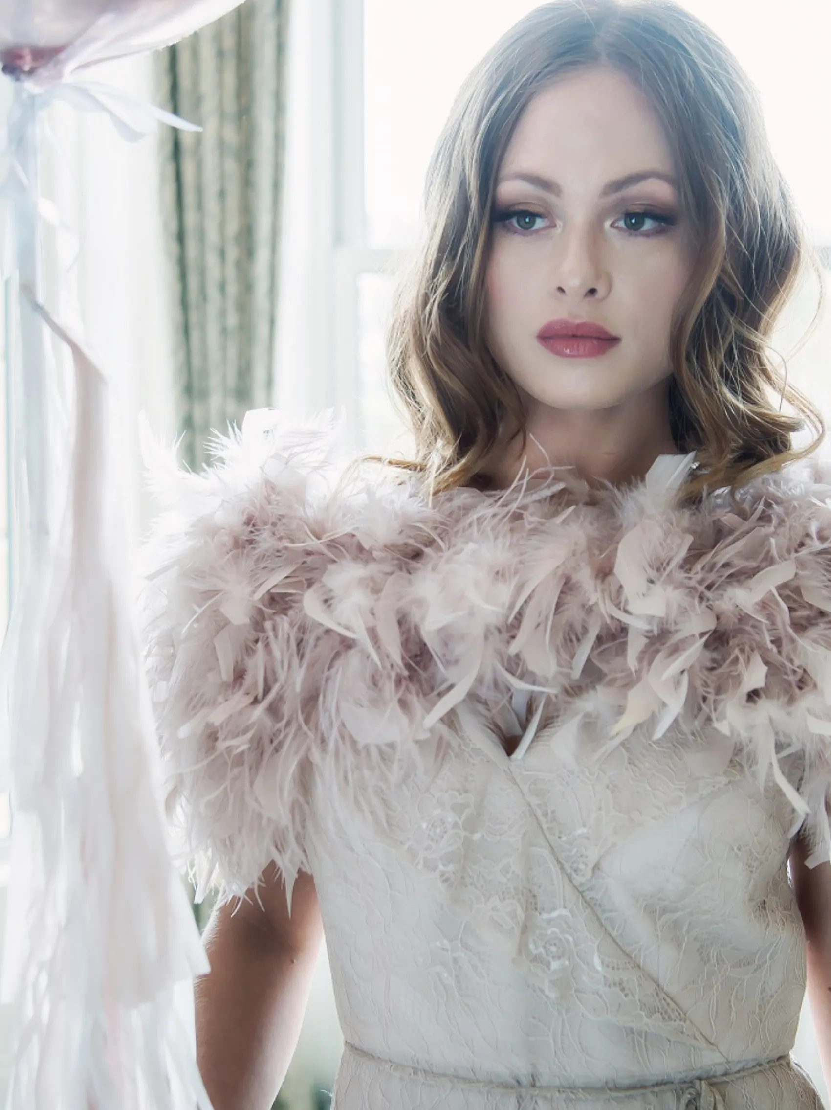 Beverly Hills Feather Stoles & Shrugs | Wedding Capes & Wraps*Bardot Ostrich Feather Bridal Stole Blush Pink