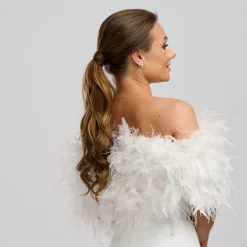 Beverly Hills Feather Stoles & Shrugs | Wedding Capes & Wraps*Bardot Ostrich Feather Bridal Stole Ivory