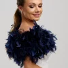 Beverly Hills Feather Stoles & Shrugs | Wedding Capes & Wraps*Bardot Ostrich Feather Bridal Stole Navy