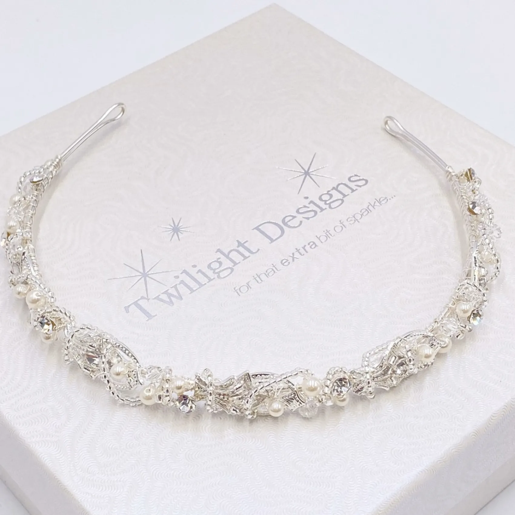 Twilight Designs Vintage Headpieces | Pearl Hair Accessories*Beatrice Vintage Inspired Beaded and Pearl Headband Ivory/ Silver