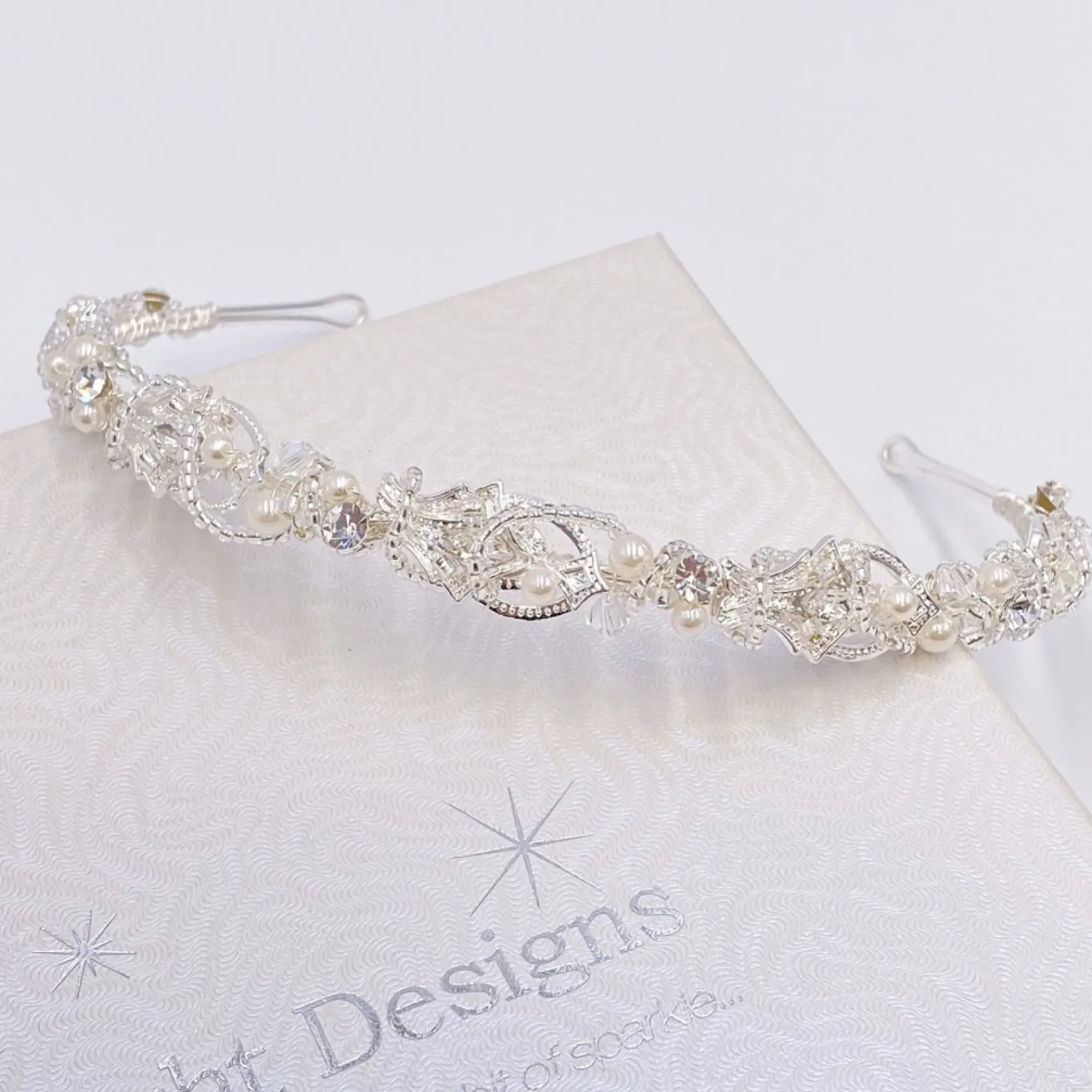 Twilight Designs Vintage Headpieces | Pearl Hair Accessories*Beatrice Vintage Inspired Beaded and Pearl Headband Ivory/ Silver