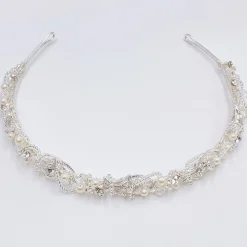 Twilight Designs Vintage Headpieces | Pearl Hair Accessories*Beatrice Vintage Inspired Beaded and Pearl Headband Ivory/ Silver