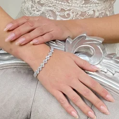 Lace & Favour Silver Prom Jewellery | Prom Bracelets*Beaumont Cubic Zirconia Wedding Bracelet | L&F