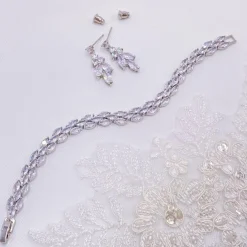 Lace & Favour Silver Prom Jewellery | Prom Bracelets*Beaumont Cubic Zirconia Wedding Bracelet | L&F