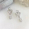 Lace & Favour Silver Prom Jewellery | Prom Earrings*Bejewelled Crystal Vintage Wedding Earrings Silver