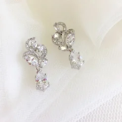 Lace & Favour Silver Prom Jewellery | Prom Earrings*Bejewelled Crystal Vintage Wedding Earrings Silver