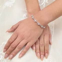 Lace & Favour Silver Prom Jewellery | Prom Bracelets*Berkeley Delicate Cubic Zirconia Wedding Bracelet (Silver)
