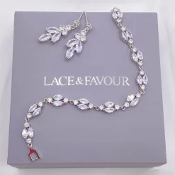 Lace & Favour Silver Prom Jewellery | Prom Bracelets*Berkeley Delicate Cubic Zirconia Wedding Bracelet (Silver)