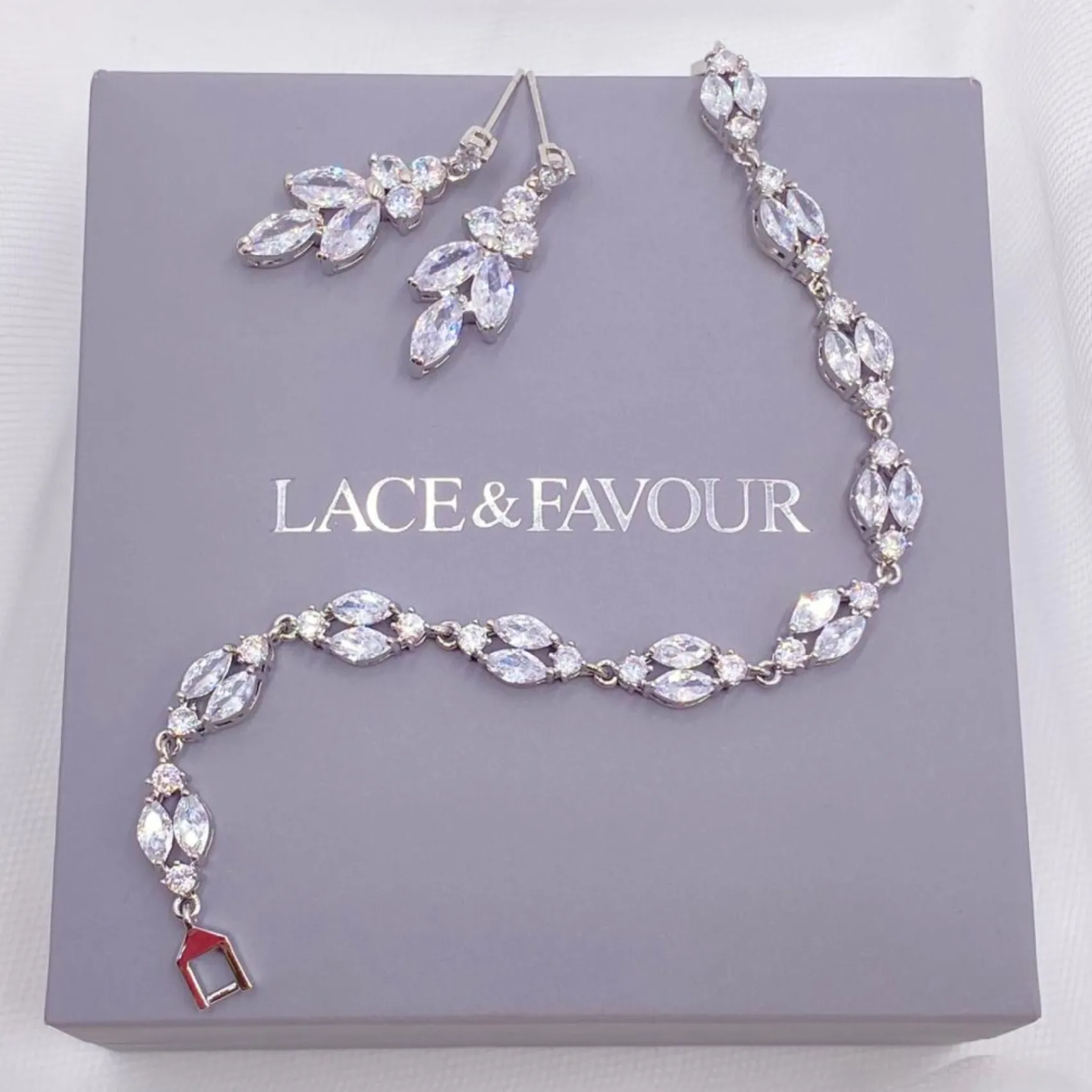 Lace & Favour Silver Prom Jewellery | Prom Bracelets*Berkeley Delicate Cubic Zirconia Wedding Bracelet (Silver)