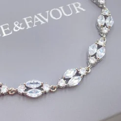 Lace & Favour Silver Prom Jewellery | Prom Bracelets*Berkeley Delicate Cubic Zirconia Wedding Bracelet (Silver)
