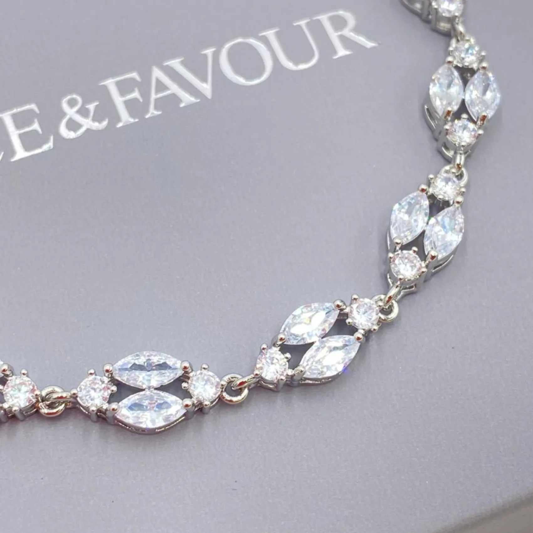 Lace & Favour Silver Prom Jewellery | Prom Bracelets*Berkeley Delicate Cubic Zirconia Wedding Bracelet (Silver)