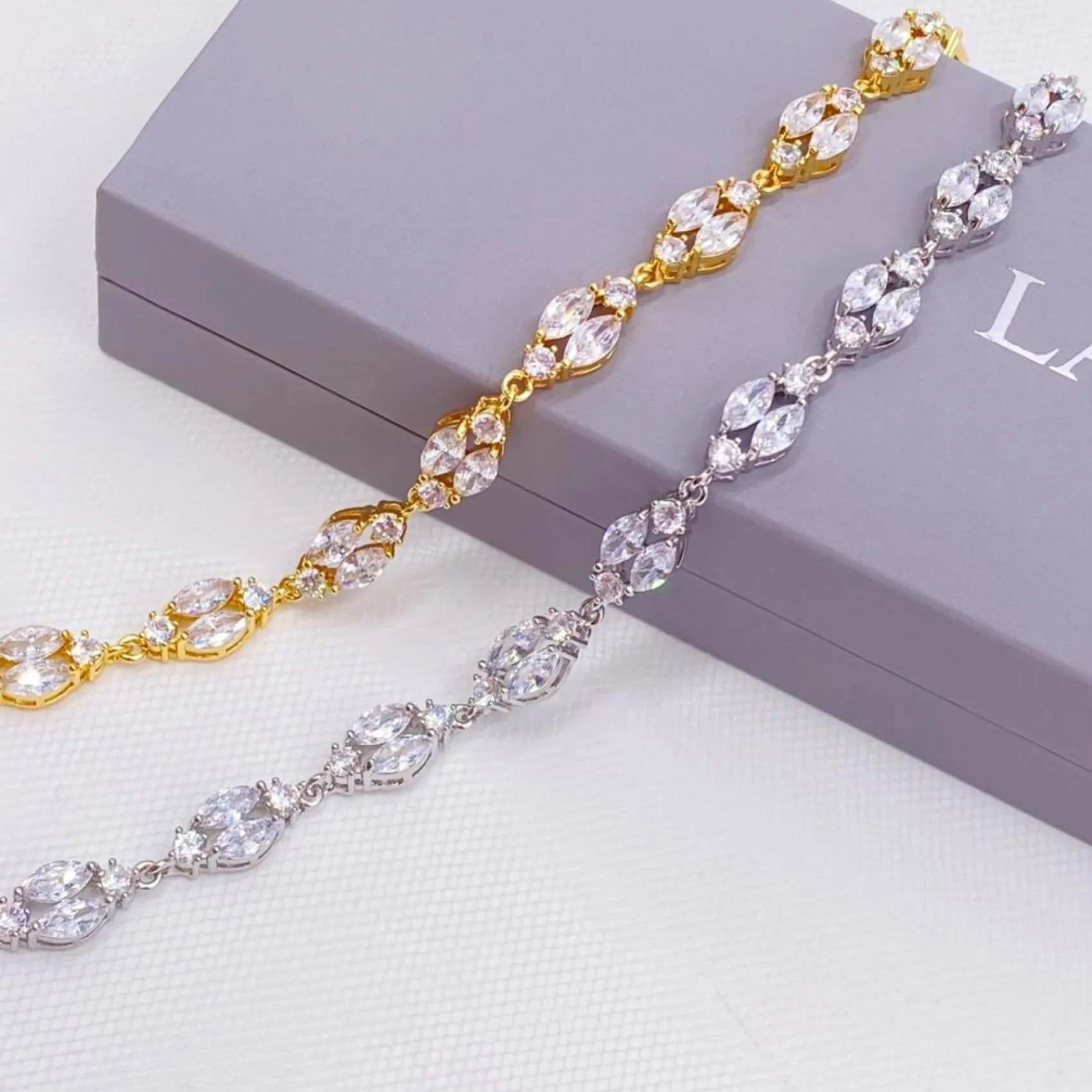 Lace & Favour Silver Prom Jewellery | Prom Bracelets*Berkeley Delicate Cubic Zirconia Wedding Bracelet (Silver)