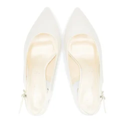 Paradox London Mother Of The Bride Shoes | Wedding Shoes*Bessy Dyeable Satin Wide Fit Slingback Low Block Heels Ivory