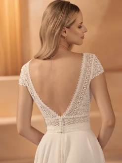 Bianco Evento Bridal Tops & Bodysuits*Bianco Boho Lace Cap Sleeve Bridal Top E436 Ivory