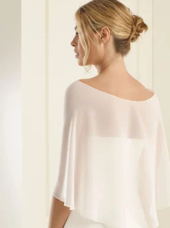 Bianco Evento Wedding Capes & Wraps*Bianco Chiffon Wedding Wrap E13 Ivory