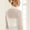 Bianco Evento Wedding Boleros And Jackets*Bianco Chiffon Wedding Bolero with Satin Trim E92 Ivory